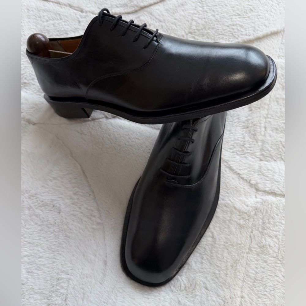 $890 Salvatore Ferragamo Classic Black Plain Toe Men's Oxford Dress Shoes 9.5 - Picture 2 of 12